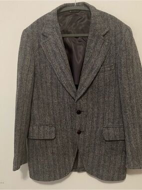 VTG Harris Tweed Blazer Men’s 40S Gray Scottish Wool Jacket Preppy Old Money